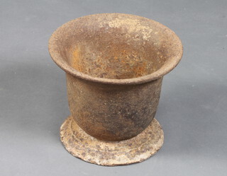 A 19th Century cast iron mortar, the base marked Cafro 6, 22cm x 28cm 