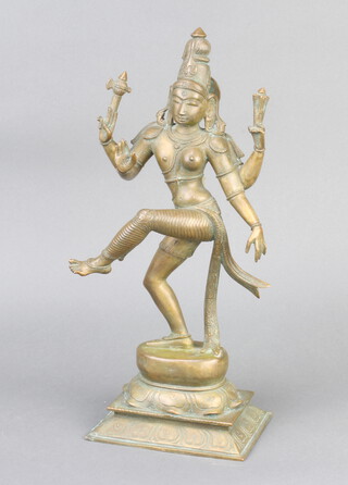 A bronze figure of The Goddess Lakshmi (Goddess of Wealth) raised on a square base 32cm x 13cm x 10cm 