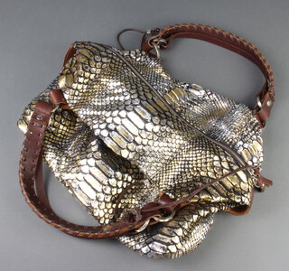 Pauric Sweeney, a lady's Italian gilt leather snakeskin effect handbag, the interior marked Pauric Sweeney Made in Italy, 21cm x 36cm x 13cm 