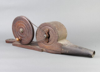 A pair of 19th Century and elm and metal mechanical bellows 