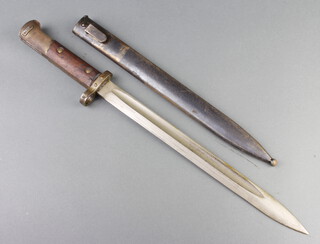 A "Swedish" Mauser bayonet with 30cm blade complete with scabbard marked ES with rampant lion 46 