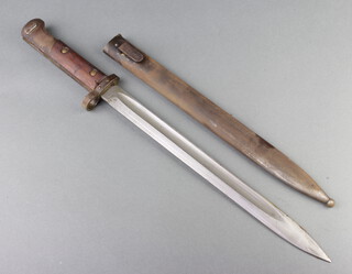 A Continental Mauser bayonet with 30cm blade marked Csze, complete with scabbard marked E25  with rampant lion 