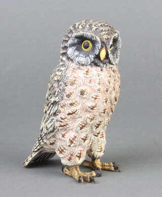 A cold painted bronze figure of an owl 12cm x 7.5cm x 6cm 