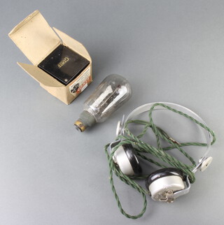 A pair of Ericsson's wireless headphones Type No.0/716 boxed, a GEC Osram light bulb and a Gents bell transformer 