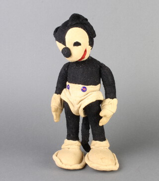 A felt figure of a standing Mortimer Mouse 27cm (head sewn back on at the neck) 