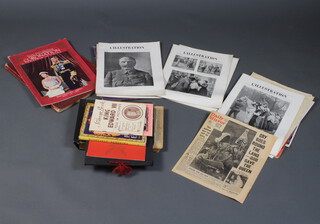 A 1902 Coronation edition of The Illustrated London News, an Edwardian scrapbook, various 1918 editions of L'Illustration, a menu from SS United States 1957, a black and white photograph album of 1950's cruising etc  