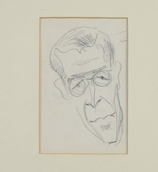 C Beaton, unsigned, pencil sketch portrait of a gentleman 12cm x 8m 