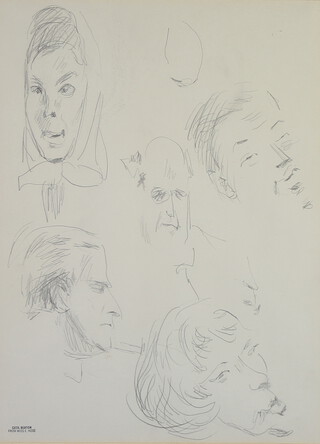 Sir Cecil Walter Hardy Beaton (1904-1980), portrait studies in pencil, stamped from Miss E Hose (his secretary) 34cm x 25cm  