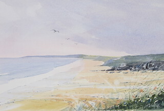 Brian Long, watercolour signed and dated '96, "West Country Beach Evening" 17cm x 25cm 
 