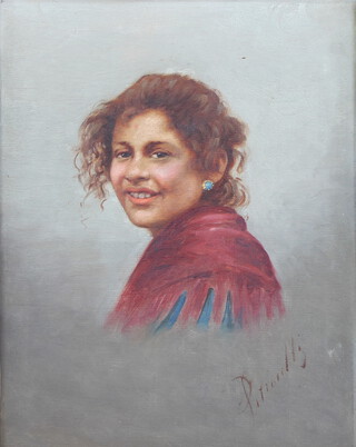 Continental oil on canvas, indistinctly signed, portrait of a young girl 26cm x 20cm 