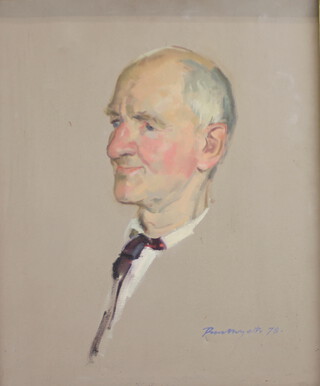 20th Century oil on canvas, indistinctly signed and dated '78 portrait of a gentleman 59cm x 49cm 