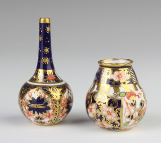 A Royal Crown Derby Imari pattern vase 6cm, a baluster ditto 3.5cm and a pitcher 5cm  