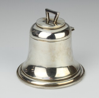 A silver inkwell in the form of a bell Birmingham 1912, 9.5cm 