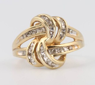 A 9ct yellow gold gem set dress ring size N 1/2, 4.2 grams 