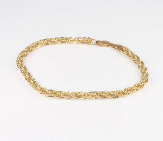 A 9ct yellow gold fancy link bracelet 21cm 3.3 grams
