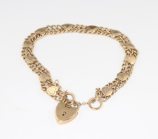 A 9ct yellow gold bracelet set with hearts 9.8 grams
