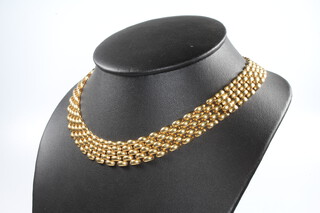 A 9ct yellow gold flat link necklace 45.6 grams, 42 cm 