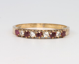 A 9ct yellow gold ruby and diamond ring size N, 1.8 grams