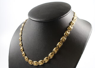 A 9ct yellow gold fancy link necklace, 11.4 grams, 42cm 