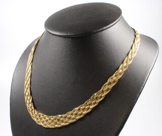 A 9ct yellow gold plaited necklace, 47cm, 33.3 grams 