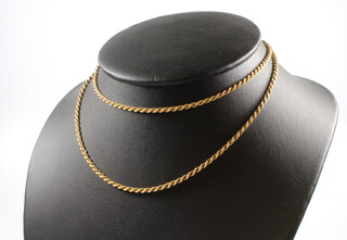 An 18ct yellow gold rope twist necklace 17.5 grams 