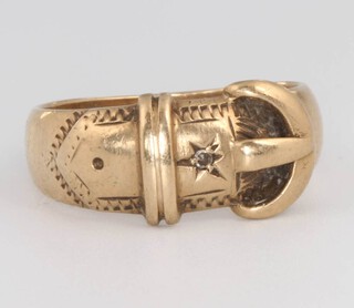 A 9ct yellow gold buckle ring, size N, 6.1 grams 