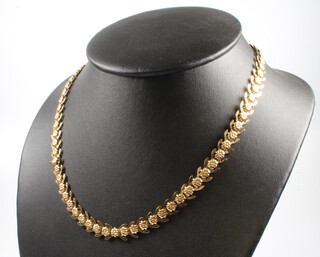 A 9ct yellow gold fancy link necklace 42cm, 25.7 grams 