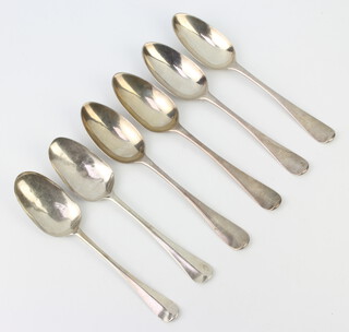 Six early Georgian silver table spoons, 329 grams