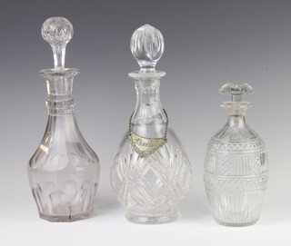 A 19th Century baluster decanter and stopper 20cm, 2 other decanters