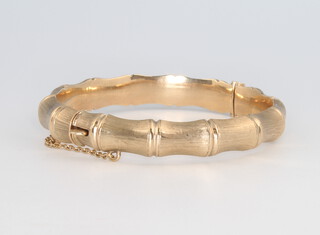 A 9ct yellow gold bamboo effect bangle, 15.3 grams 