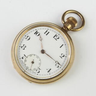 A gentleman's gilt cased pocket watch with seconds at 6 o'clock 