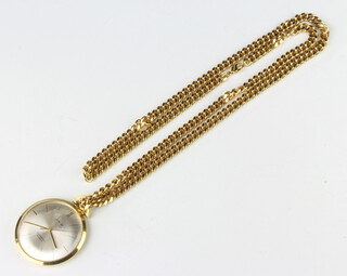 A gentleman's gilt cased Jerome dress pocket watch on a gilt chain 