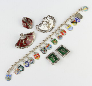 A silver and enamelled bracelet and minor enamelled silver jewellery