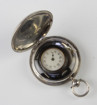 A silver pocket watch case and a gun metal fob watch