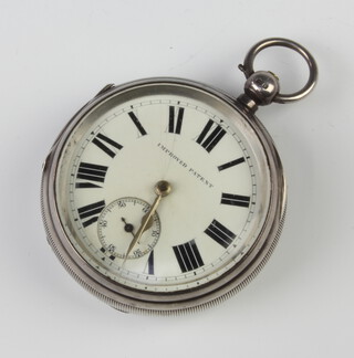An Edwardian silver keywind pocket watch with seconds at 6 o'clock 