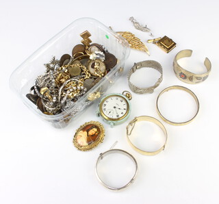 A silver bracelet and minor costume jewellery