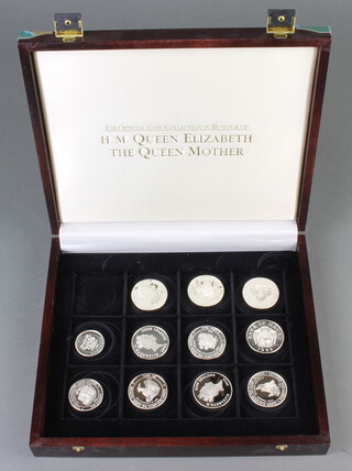 Eleven silver commemorative crowns - Her Majesty The Queen Mother, 308 grams
