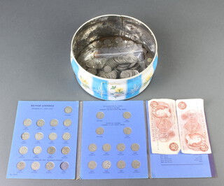 A quantity of pre 1947 coinage, approx. 630 grams together with minor coins 