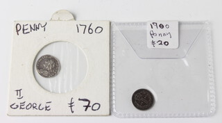 A George II penny 1760 and a 1900 ditto 