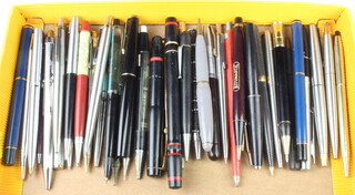 A Parker 17 black fountain pen and minor ball point pens etc