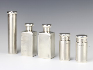 A set of 5 engine turned silver toilet jars with vacant cartouche London 1918, 549 grams