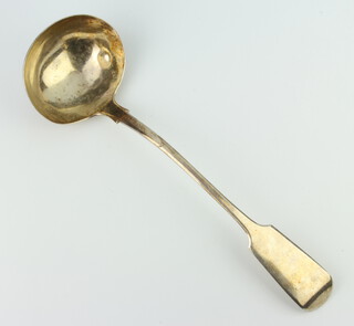 A Victorian silver soup ladle of fiddle pattern design, London 1843, 227 grams