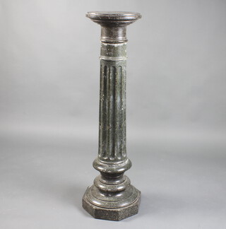 A Victorian turned and fluted granite jardiniere in 3 sections, raised on an octagonal plinth 101cm h x 28cm diam. 