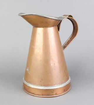 A waisted copper half gallon jug 26cm h x 17cm 
