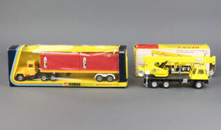 A Dinky 980 Coles Hydra Truck 150T boxed together with a Corgi 1106 Mack container truck  