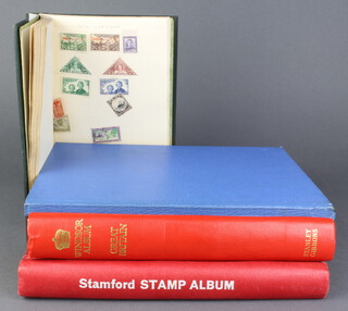A red Standard album of Elizabeth II GB stamps, a Windsor album of mint and used GB stamps, stock book of ditto GB stamps and a green album of world stamps Hungary, France etc