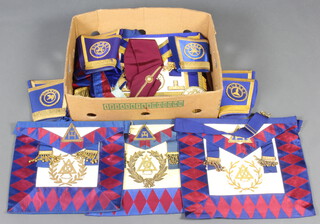 A quantity of Masonic regalia including 3 Supreme Grand chapter officers aprons, assistant grand director of ceremonies, 2 sashes, collar, master masons apron, royal arch companions apron, 3 provincial grand officers undress aprons, 4 ditto full dress and a collection of gauntlets