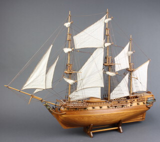 A 3 masted wooden galleon 60cm x 71cm x 12cm 