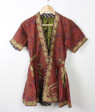 A 19th Century Persian style theatrical costume jacket with gold wire work decoration 