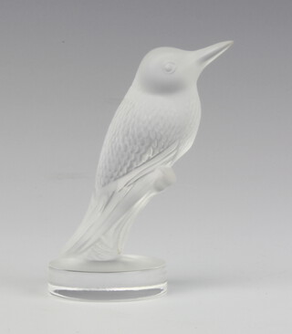 A Lalique frosted glass figure of a humming bird etched lower case Lalique France 7cm boxed 